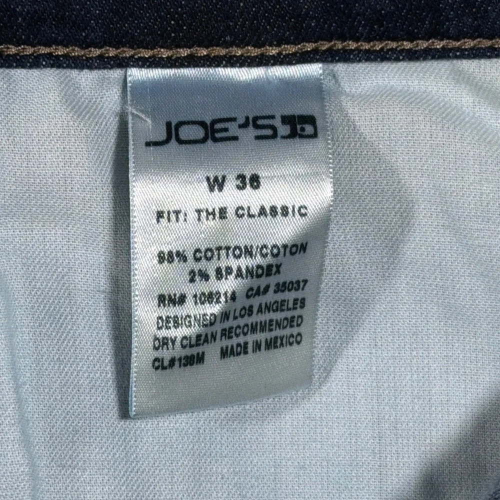 Joe's Jeans The Classic Men 36x34 Blue Straight Leg Denim Pants Stretch Dark